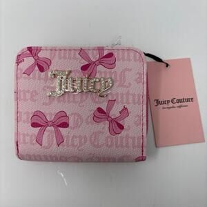Juicy couture pink bow mini wallet zip around